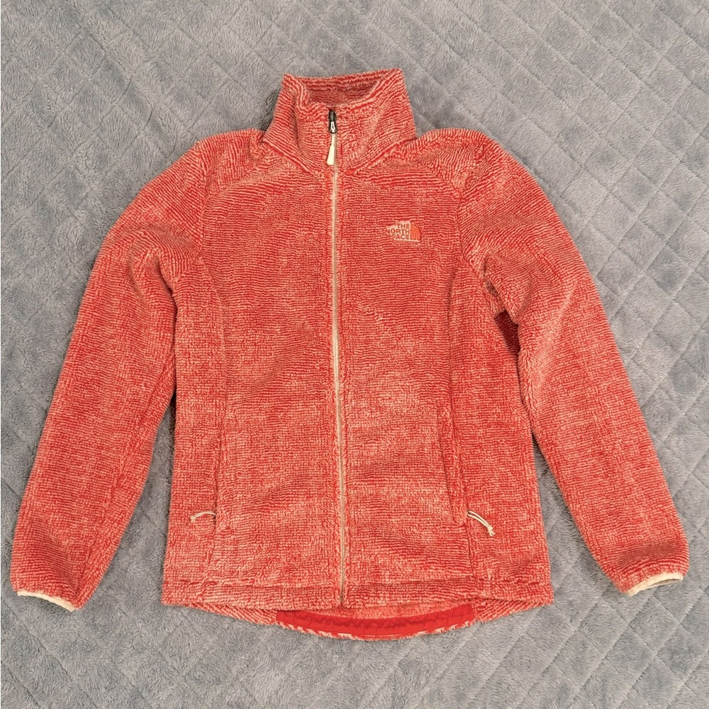 THE NORTH FACE Women's Fuzzy Osito 2 Zip Jacket White/Coral Stripe | Medium
